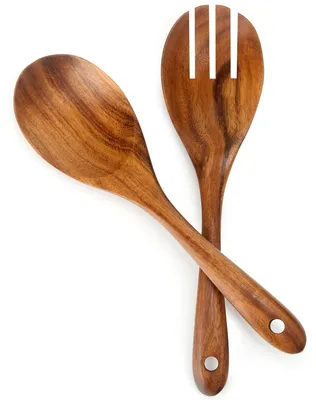 Salatbesteck aus Teakholz, 2-teilig, 26 cm, Löffel und Gabel
