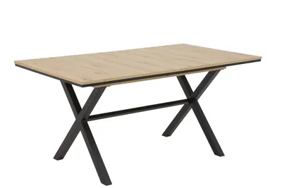 Produktbild von Esstisch mit Auszugsfunktion Karina- Nachbildung Artisan Eiche - Melaminbeschichtet - Synchronauszug 160 auf 200cm - X-Metallgestell 5x5cm mit Bodengleitern
