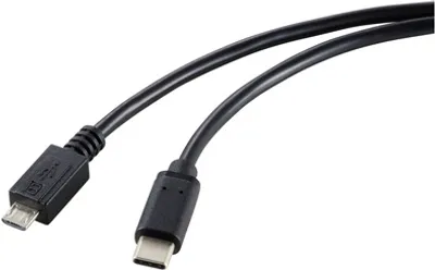 Obrázek produktu pro Renkforce RF-5720396, 1,8 m, USB C, Micro-USB B, USB 2.0, 0,48 Gbit/s, Černá