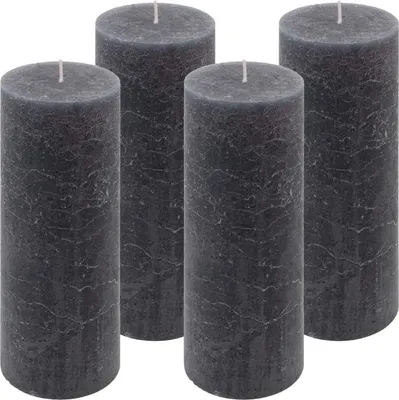 Obrázek produktu pro Sada rustikálních svíček, 20 cm, Ø 7,5 cm, antracit, 4 ks