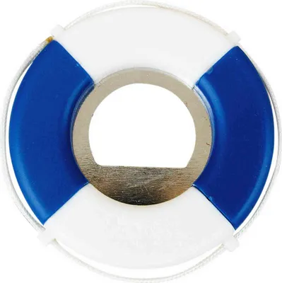Produktbild von Flaschenöffner Rettungsring, Blau/Weiß 7cm – Nautische Akzente Retro-Dekoration