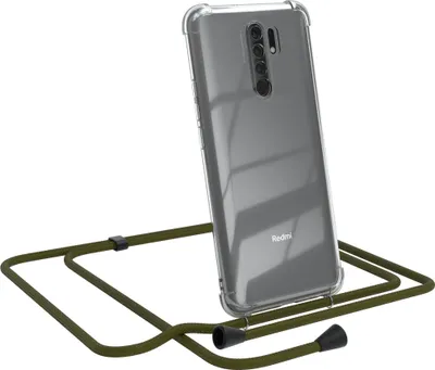 Produktbild von EAZY CASE Handykette kompatibel mit Xiaomi Redmi 9 / Redmi 9 Prime, Handyhülle mit Umhängeband, Handykordel, Schutzhülle Clear, Band in Grün