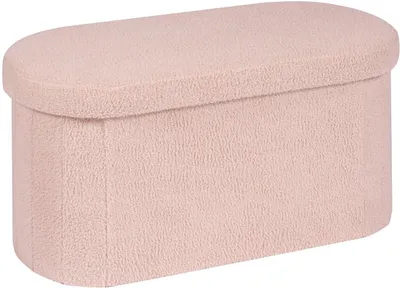 Obrázek produktu pro Lavička s úložným prostorem, rozměry 76 x 38 x 38 cm, růžová, skládací, vhodná do obývacího pokoje