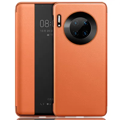 Produktbild von Huawei Mate 30 Pro Hülle, Business Smart View Intelligente Wake up-/Sleep Flip Leder Cover Schutzhülle für Huawei Mate 30 Pro Orange