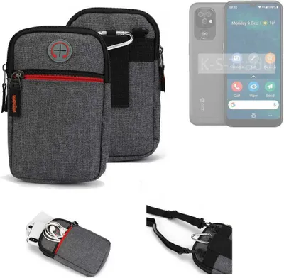 Produktbild von K-S-Trade Holster Gürteltasche kompatibel mit Doro 8100 Handy Tasche Schutz Hülle grau Zusatzfächer 1x