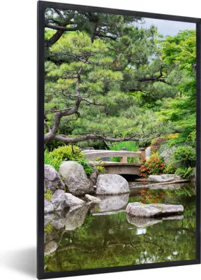 Produktbild von MuchoWow® Gerahmtes Poster Japanisch - Natur - Wasser - Steine - Bäume 60x90 cm - Poster mit Schwarzem Bilderrahmen Wandposter Rahmen Foto Bilder - Kunst