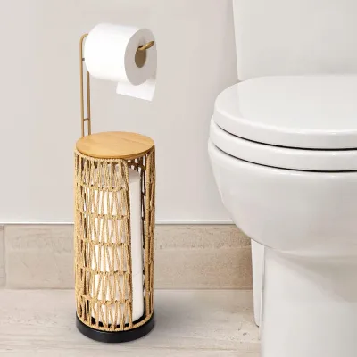 Image de Omgoods - Porte-rouleau de papier toilette autoportant avec espace de rangement