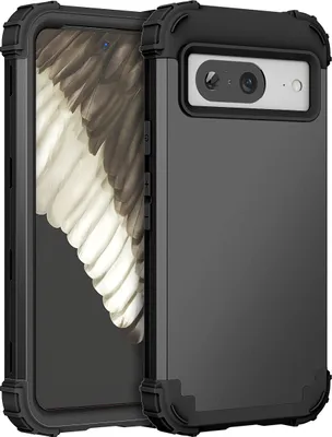 Produktbild von Handyhülle für Google Pixel 8 Hybrid 3 in 1 PC TPU Stossfest Robust Hülle Schwarz