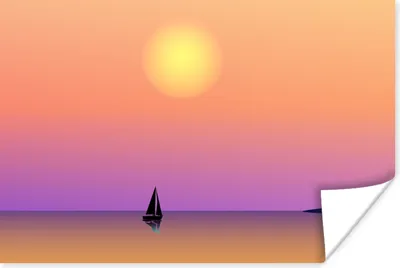 Produktbild von MuchoWow® Poster Boot - Segeln - Sonne - Nacht 180x120 cm - Fotoplakat