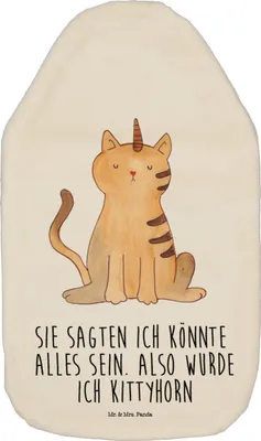 Produktbild von Mr. & Mrs. Panda Wärmflasche Einhorn Katze - Weiß - Geschenk, Regenbogen, Glitzer, mit Bezug, naturkautschuk, Unicorn, Wärmekissen, Mieze, Bettflasche, Wärmflaschen