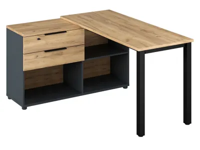 Produktbild von Kondela Eck-PC-Tisch Klaudius Typ 8 – Graphit / Artisan-Eiche