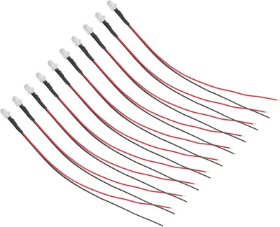 Image de 10pcs Diodes électroluminescentes 5mm précâblées Diodes électroluminescentes électroniques pour la décoration 5?12V Lumière rouge