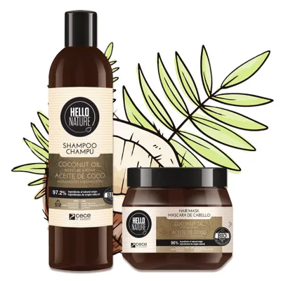 Produktbild von Haarpflege Haarkur Haar Shampoo + Haarmaske Set mit Kokosöl  Natur Vegan