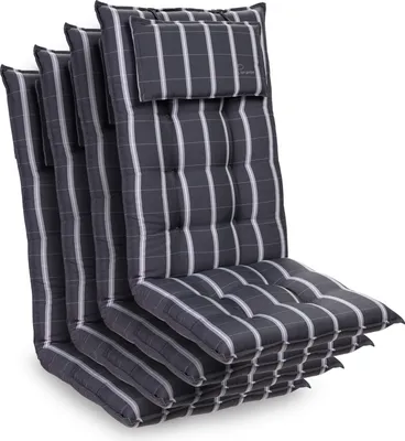 Obrázok produktu pre Homeoutfit24, vankúše na záhradné stoličky s operadlom, sada 4 ks, 50x120x9 cm