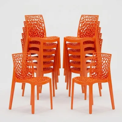 Produktbild von 22er Set Gruvyer Grand Soleil Stapelbare Stühle für Bars und Restaurants - Orange