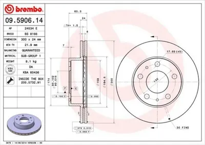 Produktbild von BREMBO Bremsscheiben (2 Stück) Vorderachse 09.5906.14