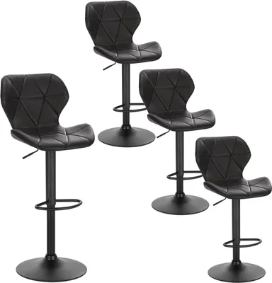 Produktbild von EUGAD 4x Barhocker, höhenverstellbar und drenbar, aus Kunstleder Metall, Schwarz