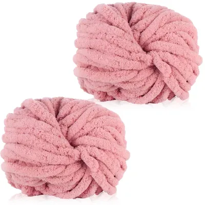 Produktbild von Chenille Wolle zum Häkeln & Stricken, Chunky Garn, 500g (2x 250g), Hautpulver