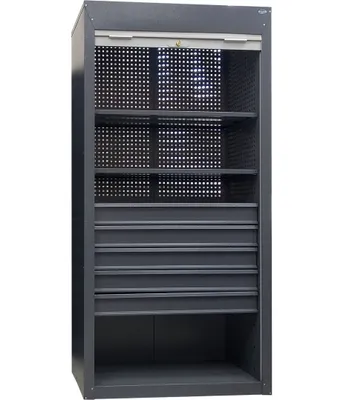 Zdjęcie produktu dla Szafa metalowa narzędziowa z roletą 210x104,5x50 cm | 5 szuflad, 2 półki | UHL-MASH SI-10/2S/5D R