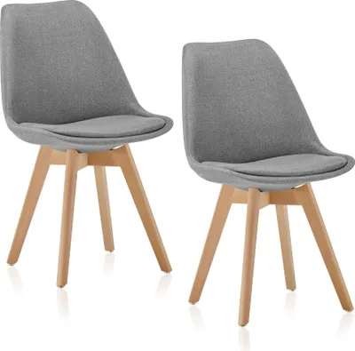 Produktbild von Deuline® Esszimmerstühle Grau-Stoffbezug Esszimmerstuhl Küchenstuhl SGS  Massivholz Beine Polsterstuhl Retro Design Stühle Lehnstuhl Oslo 521206 2er-Set