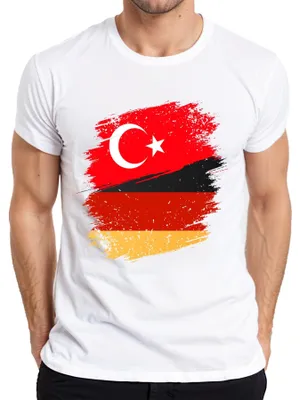 Produktbild von Türkische Deutsche Flagge Türkei Deutschland Fußball Fan Trikot Herren T-Shirt, Weiß, L