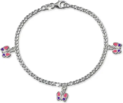 Produktbild von SilberDream 15,5cm Armband Kinder rosa lila Schmetterling Echt Silber D2SDA011