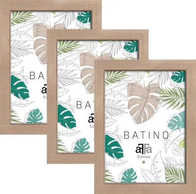 Produktbild von aFFa frames, Batino, Bilderrahmen aus Holz, mit Acrylglasfront, HDF-Hintergrund, Beige, 21x29,7 cm, 3er Set