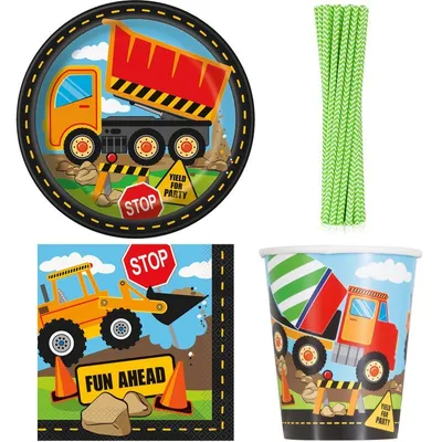 Produktbild von Baustellen Kindergeburtstag Deko Partyset für 16 Kinder