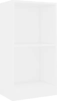 A white, empty bookshelf with one shelf.