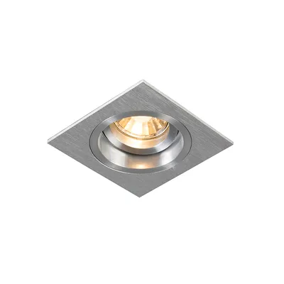 Produktbild von QAZQA - Modern Einbauspot eckig Aluminium dreh- und neigbar - Chuck I Wohnzimmer I Schlafzimmer - Stahl Quadratisch - LED geeignet GU10