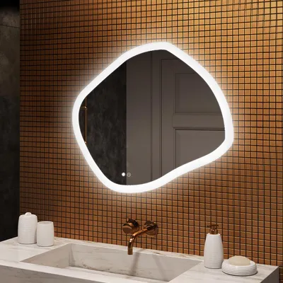 Obrázek produktu pro Koupelnové zrcadlo 94x84cm - oválný s LED osv?tlením - LED Dual a dotykový senzor a topná rohož