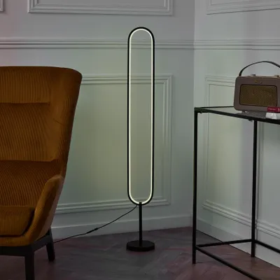 Image de Lampe - HOME DECO FACTORY - LED Ovale Sur Pied - Noir