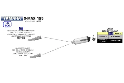 Produktbild von ARROW Zwischenrohr für Yamaha X-MAX 125 2018- , mit Katalysator