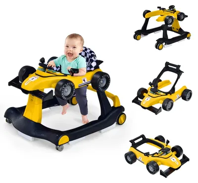 Image de FANTASK : Marcheur multifonction 4 en 1, pour aider les bébés à apprendre à marcher, avec un design en forme de voiture, une boîte à musique, des lumières et des roues