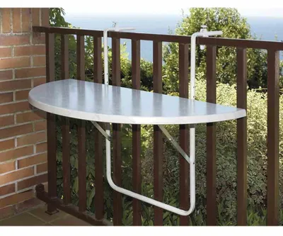 Image de Table de jardin Alco Balcon suspendu 100 x 50 cm blanc Structure en acier blanc, plateau de table de jardin en Alcotop blanc