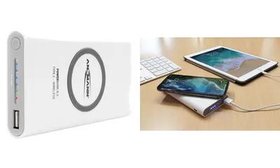 Produktbild von Ansmann Powerbank 8.8, 8000 mAh, Lithium Polymer (LiPo), Kabelloses Aufladen, 3,7 V, Weiß