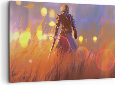 Produktbild von Bild auf Leinwand - Leinwandbild - Krieger Schwert - 100x70cm - Wand Bild - Wanddeko - Wandbilder - Leinwanddruck - Bilder - Kunstdruck - Wanddekoration - Leinwand bilder - Wandkunst - AA100x70-3819