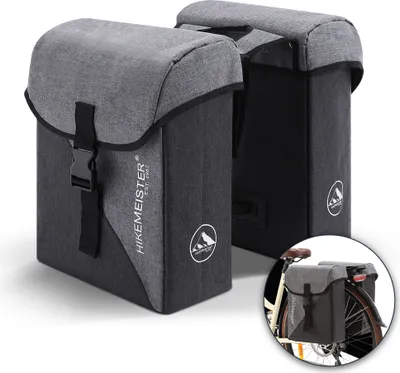 Image de HikeMeister® Sacoche de vélo double pour le porte-bagages - Sacoche double - Sacoche de porte-bagages étanche - Sacoche arrière- Résistante à l'eau - AMSTERDAM