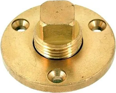 Obrázek produktu pro Zlatá mosazná vypouštěcí šroub s závitem, průměr 50,8 mm. Zlatá, průměr 50,8 mm