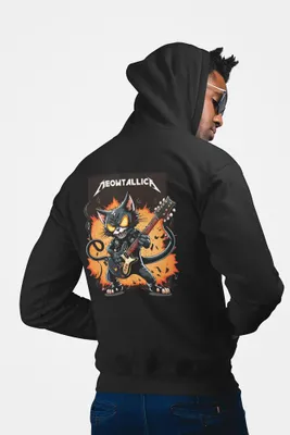 Produktbild von D&B Uni Hoodie ZIPZN00013 Meowtallica Schwarz-Größe XL