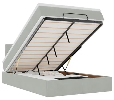 Productafbeelding van vidaXL Ottomanenbed met matras en LED-verlichting, lichtgrijs, 120x190 cm, fluweel