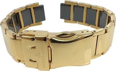 Produktbild von Jacques Lemans | Uhrenarmband Edelstahl/Keramik schwarz/golden | 42-7A