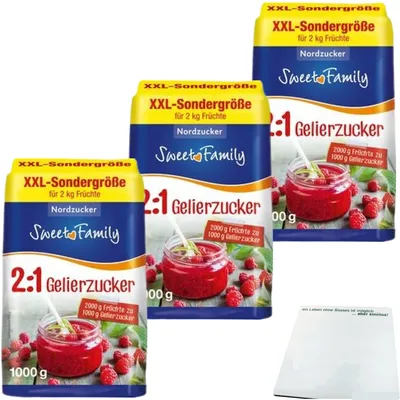 Produktbild von Sweet Family Gelierzucker 2zu1 XXL Sondergröße 3er Pack (3x1kg Packung) + usy Block