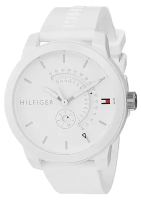 Produktbild von Tommy Hilfiger Herren-Analog-Quarzuhr - Weißes Zifferblatt, Weißes Silikonarmban