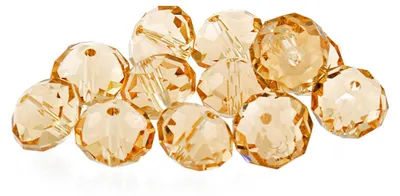 Produktbild von Vintageparts Glasschliffperlen sandfarben Rondell 12 mm facettiert für Ketten und Armbänder, 10 Stück
