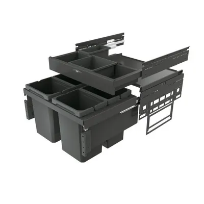 Productafbeelding van Afvalbak Naber Cox® Base 360 S/600-4 met basisplaat, geschikt voor frontbediening, zonder deksel, antracietkleur