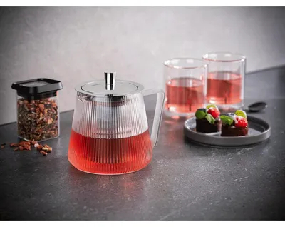 Produktbild von GEFU 16193, Einzelne Teekanne, 800 ml, Edelstahl, Transparent, Borosilikatglas, Edelstahl, 4 Tassen, 150 mm