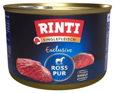 Produktbild von RINTI Singlefleisch Exclusive Ross Pur, Adult, jede Rasse, Pferd, 185 g, Ohne Soja