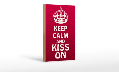 Produktbild von Holzschild Spruch 12x18cm Keep Calm and kiss on