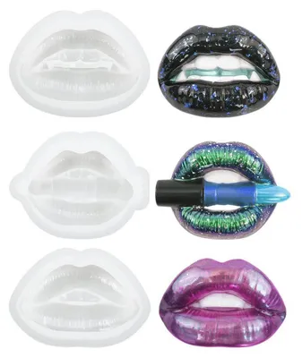 Produktbild von 3 Stück 3D Lippen Silikonformen für Epoxidharz, Gießharz, Schmuck, Deko